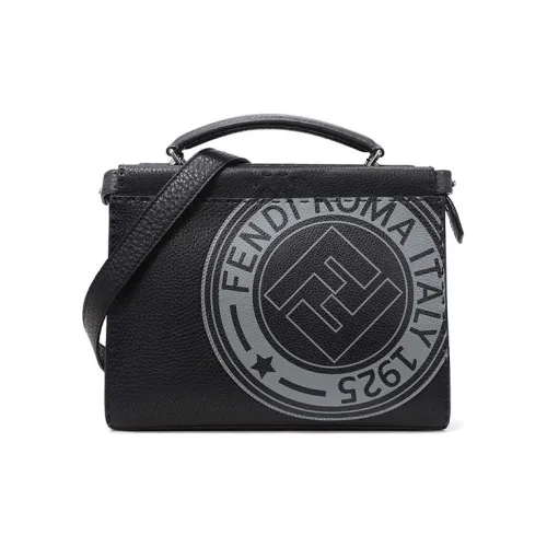 FENDI Peekaboo Кожаный портфель сумка через плечо сумка на плечо Мужской Черный