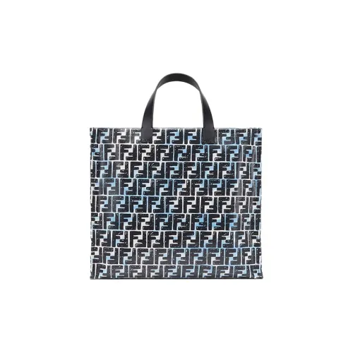 FENDI Холст и кожа Canvas Сумка Тоут Сумка Сумка для покупок Сумка Unisex Light Синий Белый