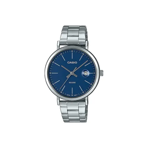 CASIO Standard Series Кварцевый механизм Нержавеющая сталь Ремешок Часы Мужские Синий циферблат MTP E175D 2EVDF