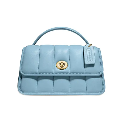 COACH Turnlock Овчина Кожа Ручная Сумка Сумка через плечо Средняя Женская Павлиний Синий