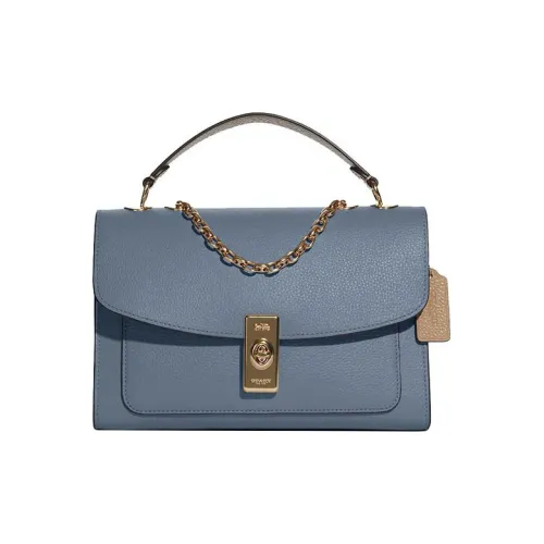 COACH Пескоструйная кожа Сумка через плечо Одно плечо Средний размер Женский Синий