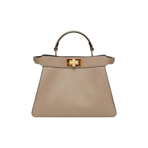 FENDI Peekaboo ISeeU Маленького ФорматаСумка Из Телячьей Кожи Серо-коричневого Цвета