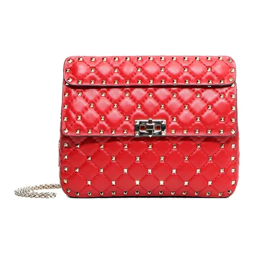 Valentino ROCKSTUD SPIKE Мягкая сумка из наппа сумка через плечо сумка через плечо средний размер женская красная