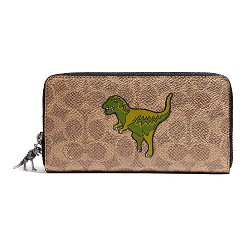 COACH Длинный кошелек Accordion Wallet с покрытием из холста мужской хаки