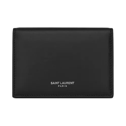 SAINT LAURENT Гладкая кожа Держатель для визиток Мужской Черный