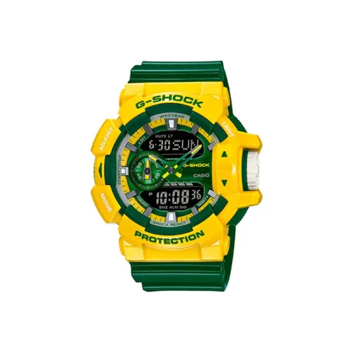 CASIO Liquid Crystal Analog Dual Display Series Кварцевый механизм Смольный ремешок Часы Мужские Зеленый циферблат