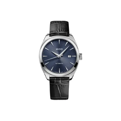 MIDO Brunner Series Автоматический Механический Часы Мужские 41 мм Синий Циферблат Корпус из Нержавеющей Стали Кожаный Ремешок
