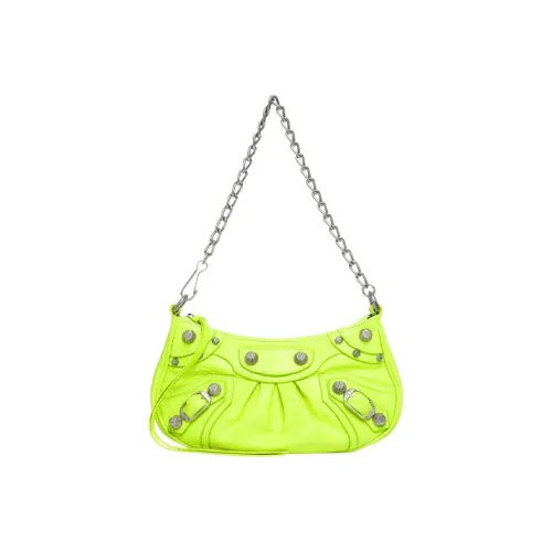 Balenciaga Le Cagole Sheepskin Biker Bag Pouch One Shoulder Bag Mini Women's Fluorescent Yellow Баленсиага Le Cagole Овчина Байкер Сумка Пучок Сумка на одно плечо Мини Женская Флуоресцентный Желтый