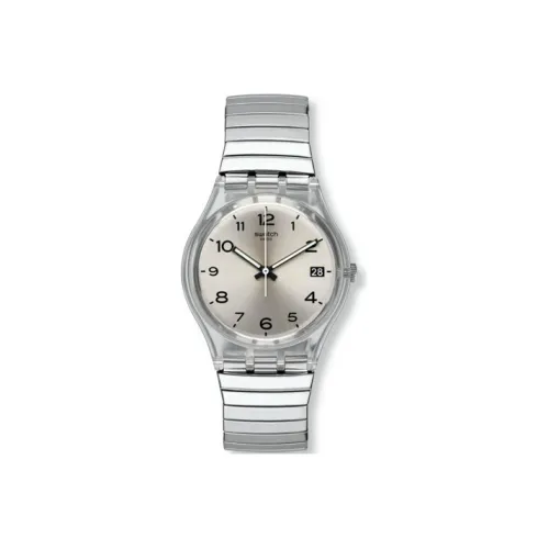 SWATCH Gent Series Кварцевый механизм Мужские часы Циферблат 39,2 мм Серебристый Пластиковый корпус часов