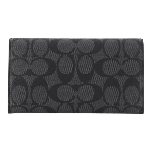 COACH Canvas с кожаными вставками кошелек стандартный мужской черный