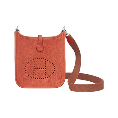 HERMES Evelyne Кожа с Wooly Цвет холста Сумки через плечо Сумка через плечо Женские Природный Красный Медный