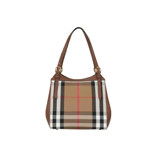 Burberry Холст и Кожа Тоут Сумка Сумка для покупок Сумка Сумка через плечо Женская Желтая Коричневая