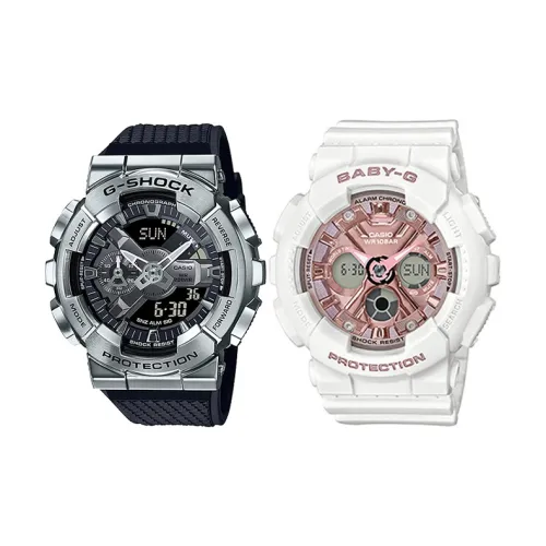 CASIO Парные часы Коллекция GM BA Коллекция Кварцевый механизм Часы Унисекс Черный циферблат GM 110 1A+BA 130 7A1ER