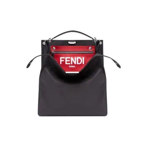 FENDI Peekaboo ISeeU Телячья кожа Тоут Сумка Сумка для покупок Сумка через плечо Сумка Мужская Черная