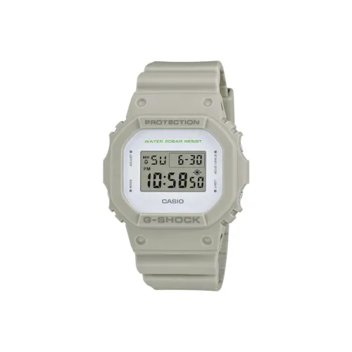 CASIO Кварцевый механизм Смольный ремешок Часы унисекс Белый циферблат DW 5600M 8ER