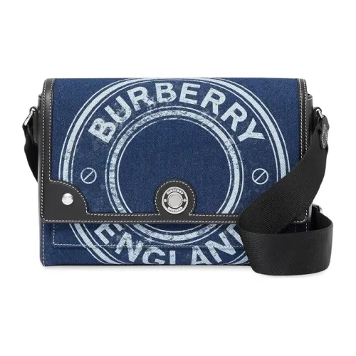 Burberry Note Хлопок Корова Кожа Курьер Сумка через плечо Сумка Обычная Женская Синяя