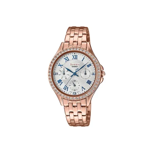 CASIO SHEEN Collection Кварцевый механизм ремешок из нержавеющей стали женские часы серебристый циферблат