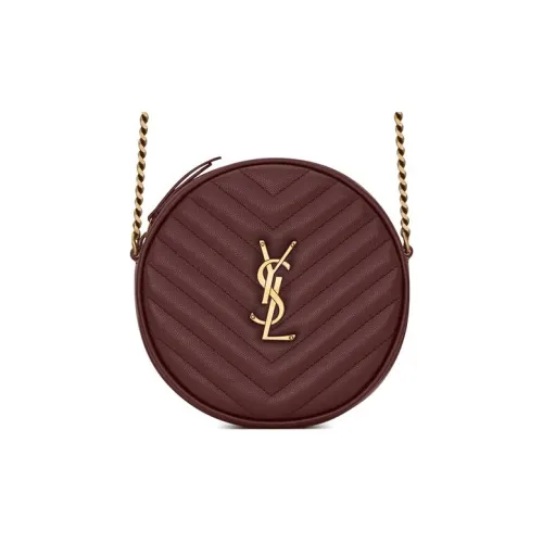 SAINT LAURENT Кожаная сумка через плечо женская темно-красного цвета