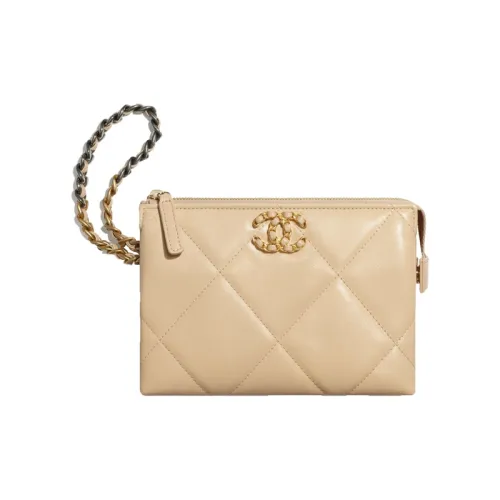 CHANEL Козья кожа Клатч Маленький Женский Бежевый