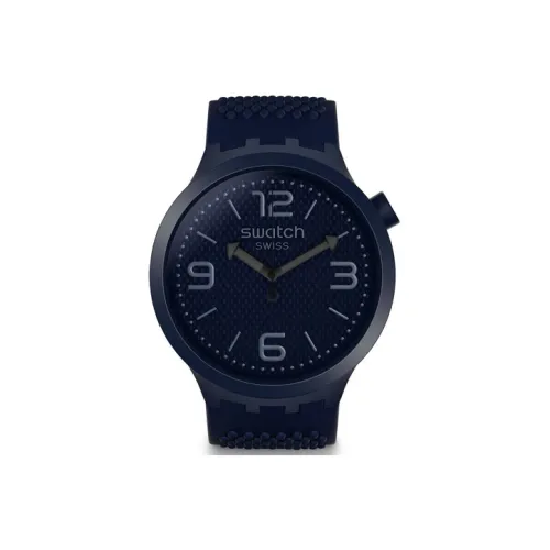 Swatch Quartz Механизм Унисекс Часы 47 мм Черный Циферблат Пластиковый Корпус Часы Силиконовый Ремешок