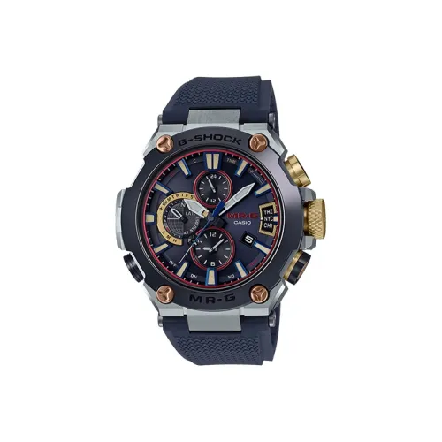 CASIO MR G Series Солнечный Кварцевый механизм Резиновый Ремешок Часы Мужские Синий Циферблат