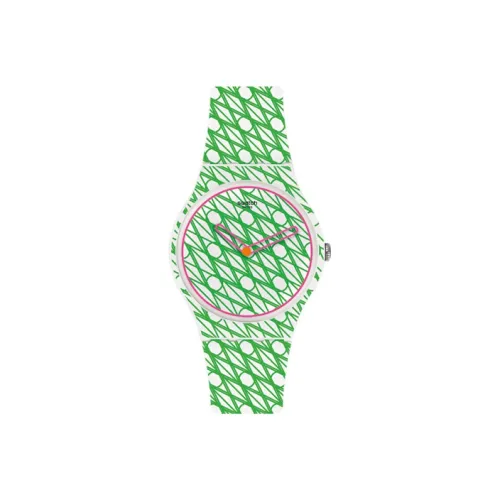 Swatch Quartz Механизм Унисекс Часы Зеленый Циферблат Пластиковый Корпус Часы Силиконовый Ремешок SUOZ208