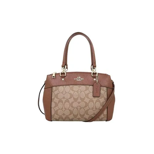 COACH Brooke Покрытый холст с кожаными вставками сумка через плечо сумка на плечо средний размер женский кофейно-коричневый