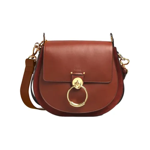 Chloe Chloé сумки Гладкая отделка Телячья кожа Плечевая сумка Большая Женская Коричневая