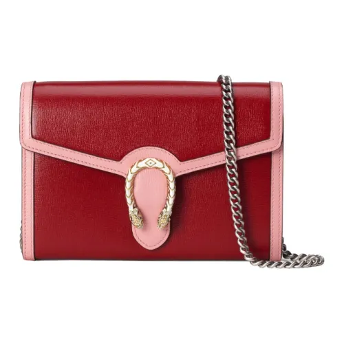GUCCI Кожа Цепочка Кошелек Одно плечо Портативный Сумка через плечо Сумка на плечо Женская Красная Розовая