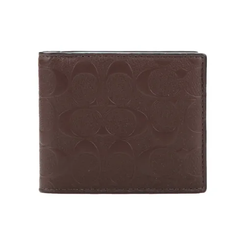 COACH Коровья кожа 3 IN 1 Кошелек Мини Мужской Коричневый