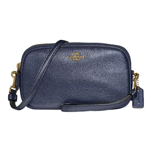 COACH Sadie GRAIN LEATHER Одно плечо Маленькая сумка через плечо Маленькая Женская Металлический Синий