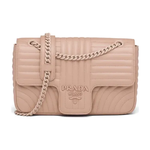PRADA Diagramme Телячья кожа Сумка через плечо Женская Розово-бежевая