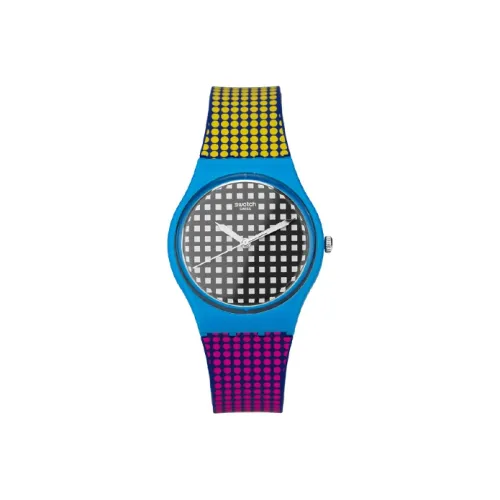 SWATCH GENT Collection Кварцевый механизм Унисекс Часы 34 мм Черный циферблат Пластиковый корпус Часы Силиконовый ремешок
