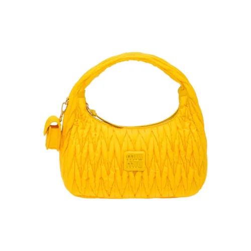 MIU MIU Matelassé Нейлон Crinkle Сумка Сумка через плечо Сумка Мини Женская Желтая