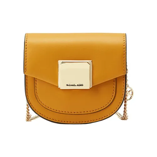 MICHAEL KORS Lita Спилок коровьей кожи Седло Сумка Сумка через плечо Мини Женская Желтая