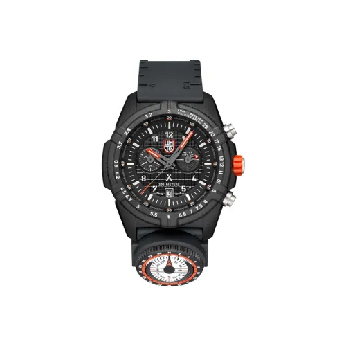 LUMINOX Кварцевый механизм Мужские часы Часы 45 мм Черный циферблат Углеродное волокно Чехол для часов Резиновый ремешок