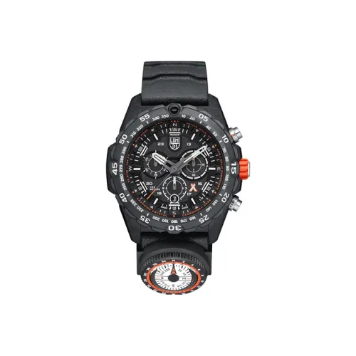 LUMINOX Кварцевый механизм Мужские часы Часы 45 мм Черный циферблат Углеродное волокно Чехол часов Смольный ремешок XB.3741