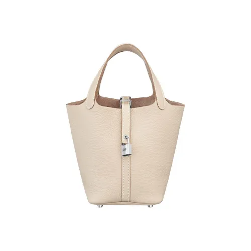 HERMES Picotin Lock Clemence Bullock Кожа Корзина Сумка Ведрообразная Сумка Женская Сумка 10 Craie Milkshake Белый