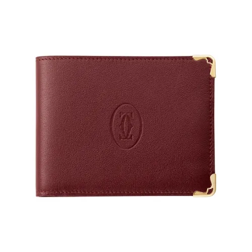 Cartier Телячья кожа Картхолдер Кошелек Картхолдер Женские Бургунди