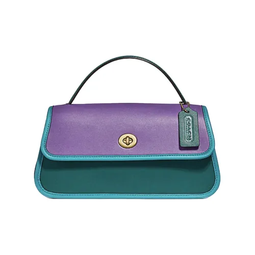 COACH Turnlock Коровья кожа Сумка через плечо Большая Женская Многоцветная