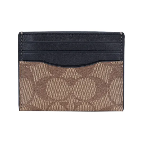 COACH Карточный чехол с покрытием из холста кожа держатель для карт кошелек мужской черный коричневый хаки с монограммой