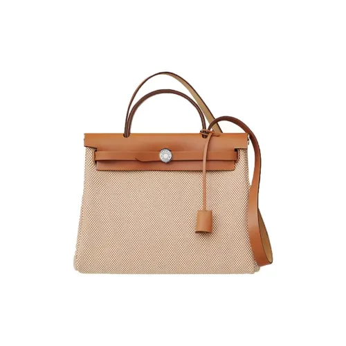 HERMES Herbag Zip Холст и Кожа Сумка Сумка через плечо Сумка через плечо Унисекс Бежевый Натуральный цвет