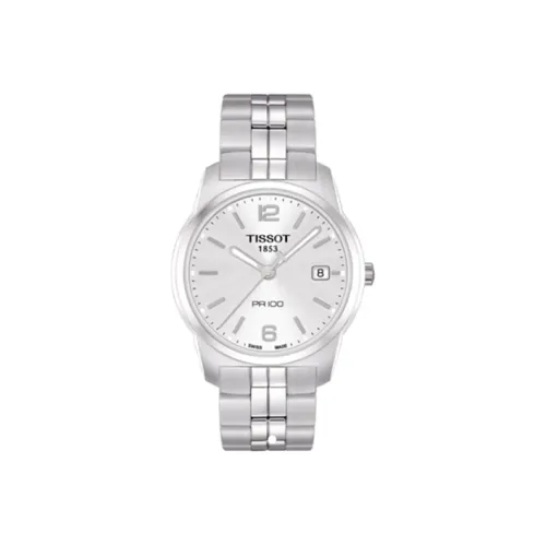 Tissot PR100 Collection Кварцевый механизм Мужские часы Циферблат 36,6 мм Серебристый Нержавеющий стальной ремешок