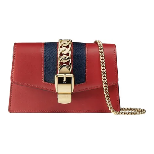 GUCCI Sylvie Кожа Сумка через плечо Экстра мини Женская Красная