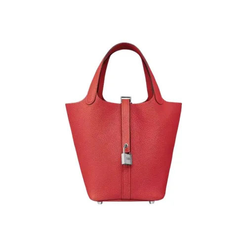 HERMES Picotin Lock Телячья кожа Корзина Сумка Ведро 18 Женская Azalea Красный
