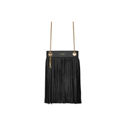 SAINT LAURENT Коровья кожа Портативная сумка через плечо сумка на плечо Женская Черная