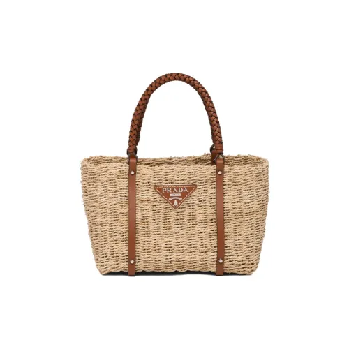 PRADA Коровья кожа And Солома Сумка Унисекс Бежевый