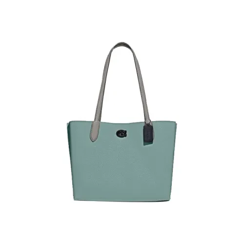 COACH Willow Кожа Тоут Сумка Сумка для покупок Сумка Сумка через плечо Женская Аква-синий Серый