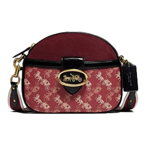 COACH Kat Кожа Седло Сумка Сумка через плечо Женская Красная Многоцветная