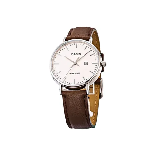 CASIO Платье Volkswagen Pointer Series Кварцевый механизм Натуральная кожа Ремень Часы Женские часы Белый циферблат